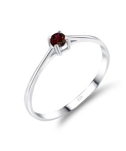 3mm Garnet CZ Silver Ring CSR-150-3